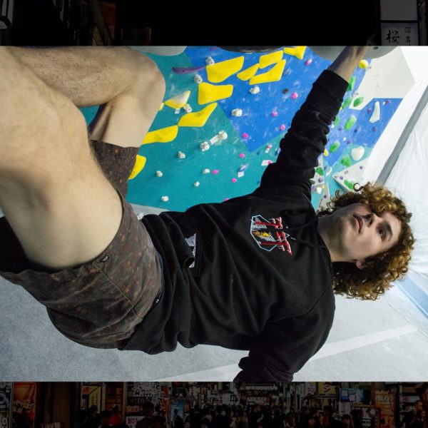 Steinblokk - male rock climber wearing embroidered hoodie